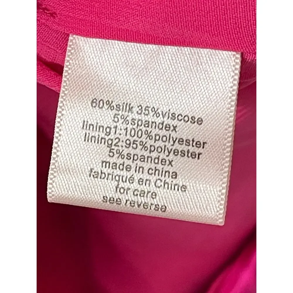 Ronny Kobo Giorgia Dress Fuchsia Silk Blend Ruched Wrap Mini Long Sleeve